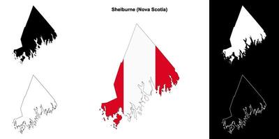 Shelburne county, Nova Scotia outline map set vector