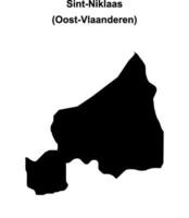 Sint-Niklaas arrondissement blank outline map vector