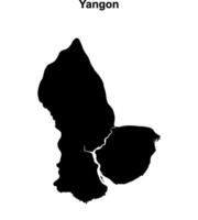 Yangon blank outline map vector