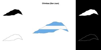 Chimbas department, San Juan outline map set vector