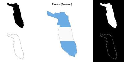 Rawson department, San Juan outline map set vector