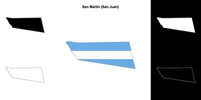 San Martin department, San Juan outline map set vector