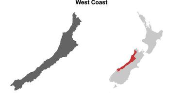 West Coast blank outline map set vector