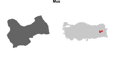 Mus province blank outline map set vector