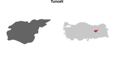 Tunceli province blank outline map set vector