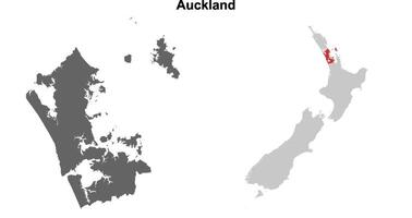 Auckland blank outline map set vector