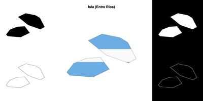 Isla department, Entre Rios outline map set vector