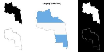 Uruguay department, Entre Rios outline map set vector