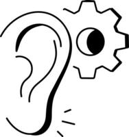 Active listening icon in doodle style vector