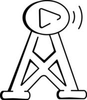 Broadcasting icon in doodle style vector