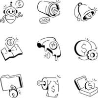 Set of Business Hand Drawn Style Icons vector