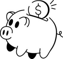 Hand drawn icon of piggy saving vector