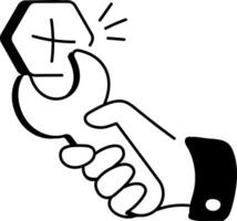 A doodle style icon of support support, maintenance, fixing, service, repair, wrench, spanner, business, doodle, drawing, sketchy, icon, , vector