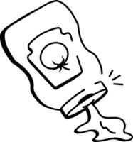 Ketchup bottle icon in doodle style vector