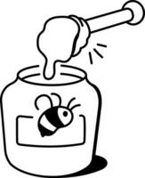 Doodle style icon of honey jar with dipper vector