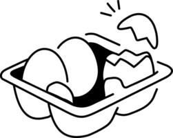 A sketchy style icon of egg tray vector