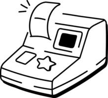 A doodle style icon of cashier machine vector