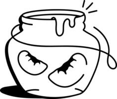 A doodle icon of a preserved peach in a jar vector