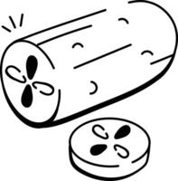 A doodle style icon of sliced cucumber vector