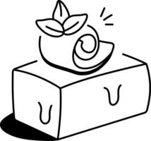 A doodle icon of a block of butter with a swirl on top and a sprig of parsley vector
