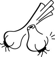 A doodle icon of two spring onions with roots vector