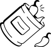 A doodle icon of a chili jar with spilled chili peppers vector