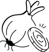 A doodle style icon of a fresh onion vector