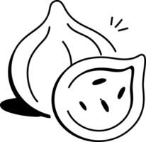 A doodle style icon of a fresh fig vector