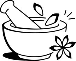 Mortar pestle icon in sketchy style vector