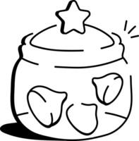 Chocolate chips in a jar, drawing style icon vector