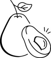 A doodle icon of fresh avocado vector