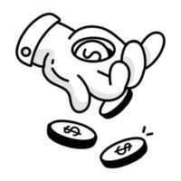 Money loss icon in drawing style vector