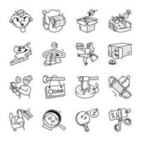 Collection of Doodle Style Shopping Icons vector