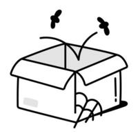 Empty box icon in doodle style vector