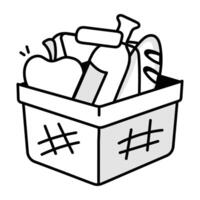 Grocery icon in doodle style vector