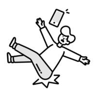 Hand drawn style icon of slipped person vector