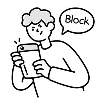 Basic RGDrawing style icon of block user B vector