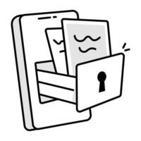 Basic RGBHand drawn style icon of mobile files drawer vector