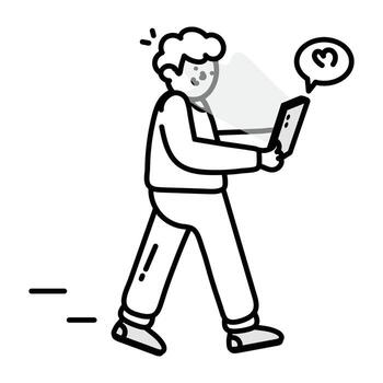 Basic RGBSketchy style icon showing a person doing mobile communication vector