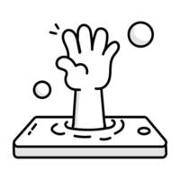 Basic RGBHand drawn icon of drowning technology vector