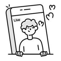 Basic RGBA doodle style icon of online matchmaking vector