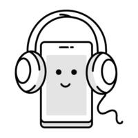 Basic RGBDrawing style icon of mobile headphones vector