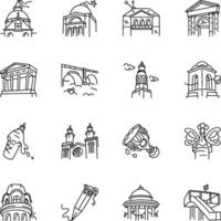 Set of Paris Architectures Doodle Style Icons vector