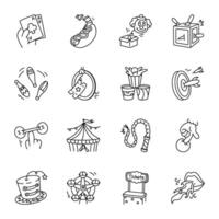 WebBundle of Doodle Style Amusement Icons vector