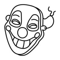 Clown mask icon in drawing style vector