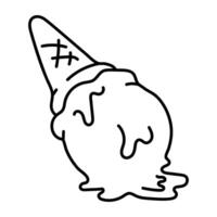 A doodle icon of melting ice cream vector