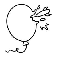 Popping balloon with dart, doodle style icon vector