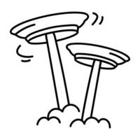 Balancing plates icon in doodle style vector