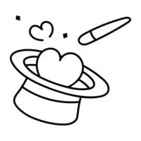 Magic hat icon in hand drawn style vector