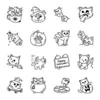 Collection of Ghost Cat Doodles vector